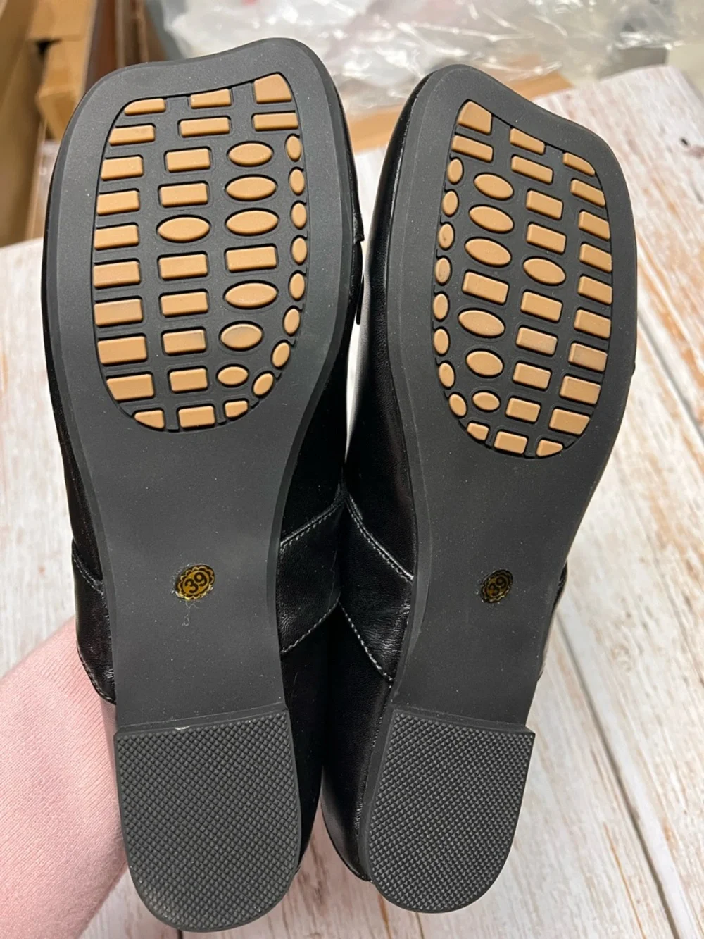 Black Square-Toe Slip-On Leather Loafers - Picture 3 of 8